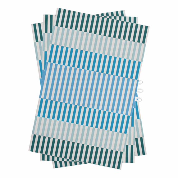 Colorful Stripe Kitchen Towels Set of 3, Water Absorbent Dish Towel, Modern Teal Blue Green Vertical Striped Decorative Hand Towels - Quick Drying Cloth for Cooking Baking, 18x28 Inch