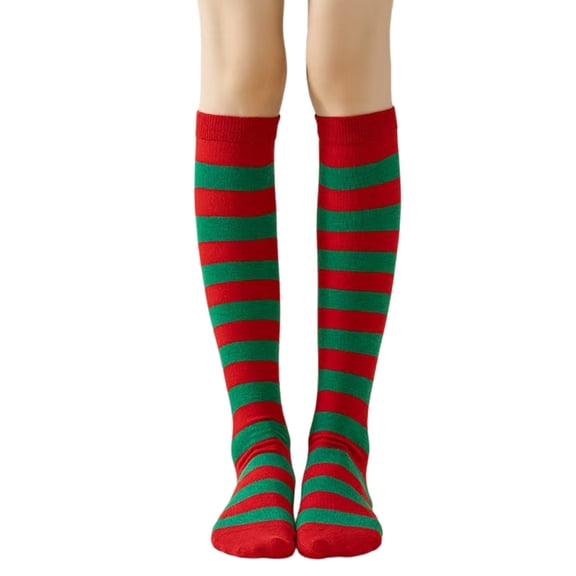 Colorful Stripe Knee Highs Socks for Women, Cosplay Stockings Halloween Costume Accessories Sporty Tube Socks