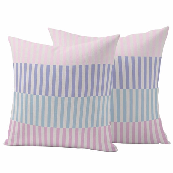 Colorful Stripe Outdoor Waterproof Pillow Covers, Modern Pink Purple Blue Vertical Striped Decorative Square Throw Pillowcase Sofa Cushion Sham for Patio/Couch/Chair, 26"x26" 2 Pack