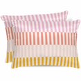 thumbnail image 1 of Colorful Stripe Pillow Cases Standard Size Set of 2, Smooth Satin Pillowcase for Hair and Skin, Modern Pink Red Yellow Vertical Striped Decorative Cooling Bed Pillow Covers with Zipper, 20x26 Inches, 1 of 5