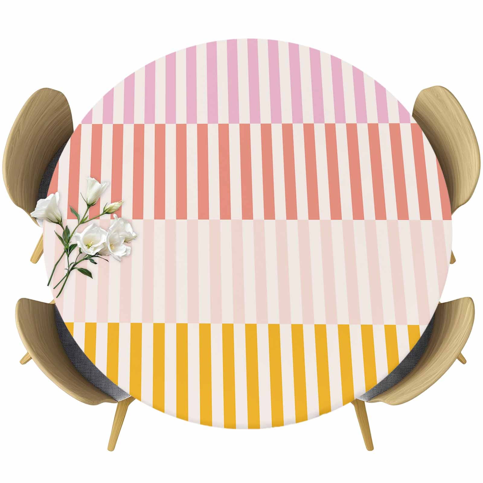 Colorful Stripe Round Tablecloth 45-54 Inch Round Fitted Table Cloth ...