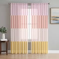 thumbnail image 1 of Colorful Stripe Semi Sheer Curtains 108 Inch Length 2 Panels Set, Modern Pink Red Yellow Vertical Striped Sheer Kitchen Curtain Privacy Voile Window Curtain for Living Room Bedroom Rod Pocket Drapes, 1 of 7
