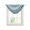 thumbnail image 1 of Colorful Stripe Sheer Waterfall Valance Curtains for Window, Modern Teal Blue Green Vertical Striped Rod Pocket Sheer Topper Swag Curtains for Living Room, Kitchen 38.5"W x 47.2"L, 1 Panel, 1 of 7