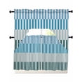 thumbnail image 1 of Colorful Stripe Swag Curtains for Living Room/Bedroom Windows, Modern Teal Blue Green Vertical Striped Kitchen Curtains and Valances Set 36 Inch Length, Light Filtering Swags Valance Curtain Panels, 1 of 5