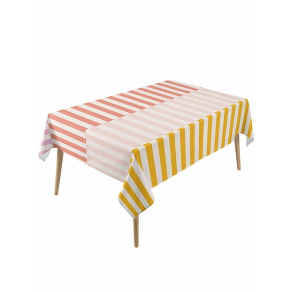 Colorful Stripe Table Cloth, Modern Pink Red Yellow Vertical Striped Waterproof Tablecloth for Rectangle Tables, Reusable Washable Fabric Table Cover for Restaurant Kitchen Dining Tables 60"x120"