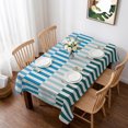 thumbnail image 1 of Colorful Stripe Table Cloth Waterproof Tablecloths, Modern Teal Blue Green Vertical Striped Tablecloth Dining Table Cover for Kitchen Party Tabletop Outdoor, Rectangle Tablecloth 52x70 Inch, 1 of 9