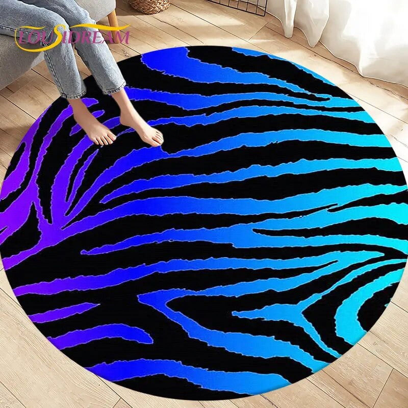 Colorful Stripe Zebra Pattern Area Rug Round Carpet Rug for Living Room ...