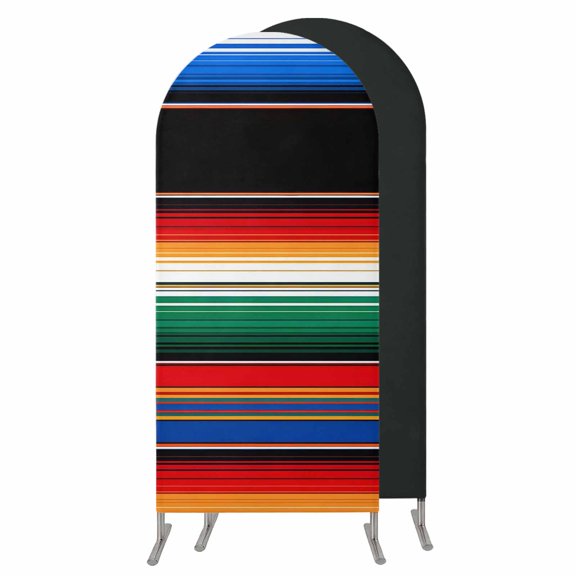 Colorful Striped Arch Backdrop Cover 6 FT,Spandex Wedding Arch Stand Covers Stretchy Backdrop,Boho Rainbow Abstract Stripes Art Round Top Party Arched Background for Birthday Event Baby Shower Decor