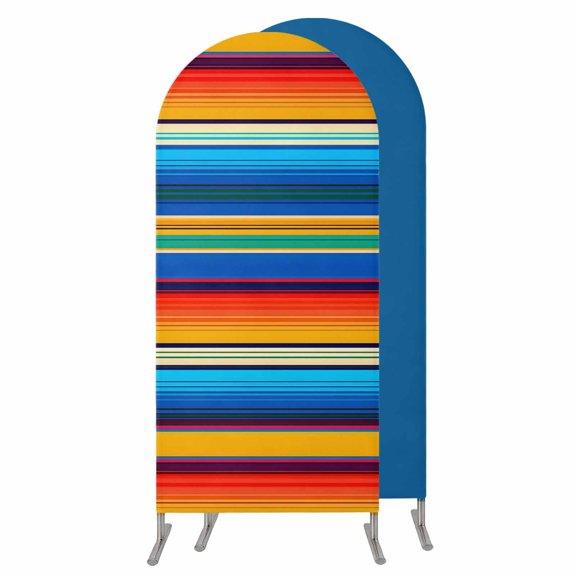 Colorful Striped Arch Backdrop Cover 7.2 FT,Spandex Wedding Arch Stand Covers Stretchy Backdrop,Boho Rainbow Abstract Stripes Lines Round Top Party Arched Background for Birthday Event Baby Shower