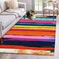 thumbnail image 1 of Colorful Striped Area Rug 3x5 FT, Non Slip Entryway Bedside Carpet, Modern Rainbow Abstract Graffiti Art Washable Floor Carpet Indoor Mat Non-Shedding Throw Rug for Dorm Kitchen Home Office, 1 of 7