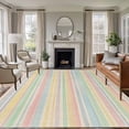 thumbnail image 1 of Colorful Striped Area Rugs 5'x8', Washable Small Throw Rugs for Classroom Bedroom, Modern Farmhouse Vertical Stripes Burlap Indoor Outdoor Rug Non-Slip Low Pile Carpet Runner Reversible Floor Mats, 1 of 8