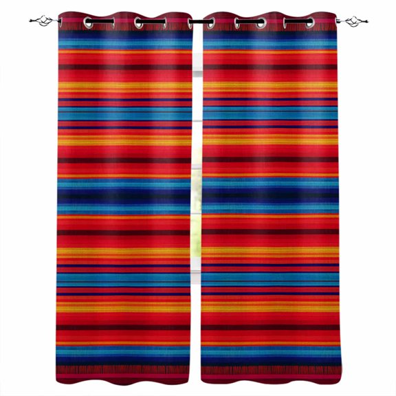 Colorful Striped Blackout Curtains for Bedroom Living Room Darkening Curtains 63 Inches Long Farmhouse Modern Rainbow Lines Art Window Curtain 2 Panels Set Window Treatment Grommet Drapes 52"x63"
