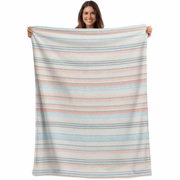 Colorful Striped Blanket Soft Cozy Warm Throw Blanket for Couch, Plush Fuzzy Flannel Fleece Blankets for Sofa, Pink Blue Gray Rainbow Abstract Stripes Bed Blankets Lightweight Gifts for Men, 40"x60"
