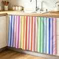 thumbnail image 1 of Colorful Striped Cabinet Curtain 28"W x 51"L, Modern Art Stripes Pink Orange Blue Dust-Proof Privacy Curtain for Closet Shelves Self Adhesive, Sink Skirt for Bathroom Vanity Kitchen Laundry Room, 1 of 9