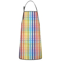 Colorful Striped Checkered Pattern Apron-Garden Aprons for Women with Pockets-Cotton Linen Waterproof Kitchen Cooking Gardening Aprons Adjustable for Kitchen,Cooking,BBQ and Salon 33x27 Inch