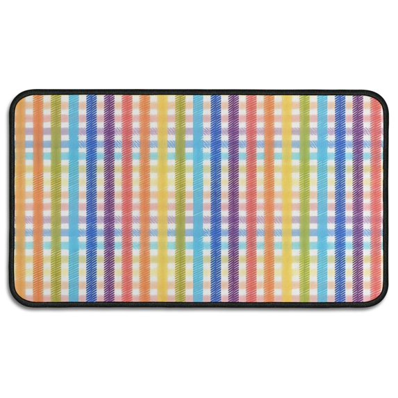 Colorful Striped Checkered Pattern Door Rugs,Washable Non Slip Door Mats Indoor,Decorative Door Mats,Entry Mat Indoor for Entrance,Bedroom,Kitchen,Bathroom,30"x17"