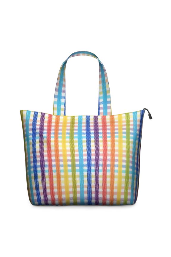 Colorful Striped Checkered Pattern Travel Tote Bags for Women Carry On,Large Weekender Bags for Women Travel,Multi Functional Duffle Bag for Work,Shopping,Sports