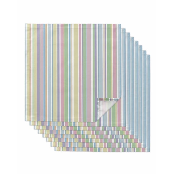 Colorful Striped Cloth Napkins Washable Set of 8, Farmhouse Rainbow Color Stripes Reusable Dinner Table Napkins Cloth Bulk for Weddings Kitchen Restaurants Hotel Events Parties 20 x 20 Inch