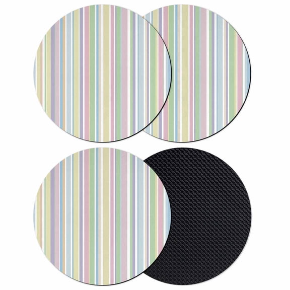 Colorful Striped Coasters Set of 4, Farmhouse Rainbow Color Stripes Absorbent Coasters for Drinks, Coaster for Bar Office Dining Coffee Table Accessories Decor, Non Slip Round Desk Coaster