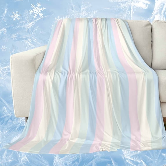 Colorful Striped Cooling Blanket, Lightweight Breathable Summer Throw Blanket with Double Sided Cold Effect, Rainbow Color Stripes Picnic Beach Blankets Bed Sheet for Hot Sleepers 30"x40"