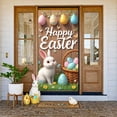 thumbnail image 1 of Colorful Striped Easter Banner Cartoon Bunny Decorative Eggs Floral Easter Egg Background for Easter Party Spring Celebration Kids Event, 1 of 8
