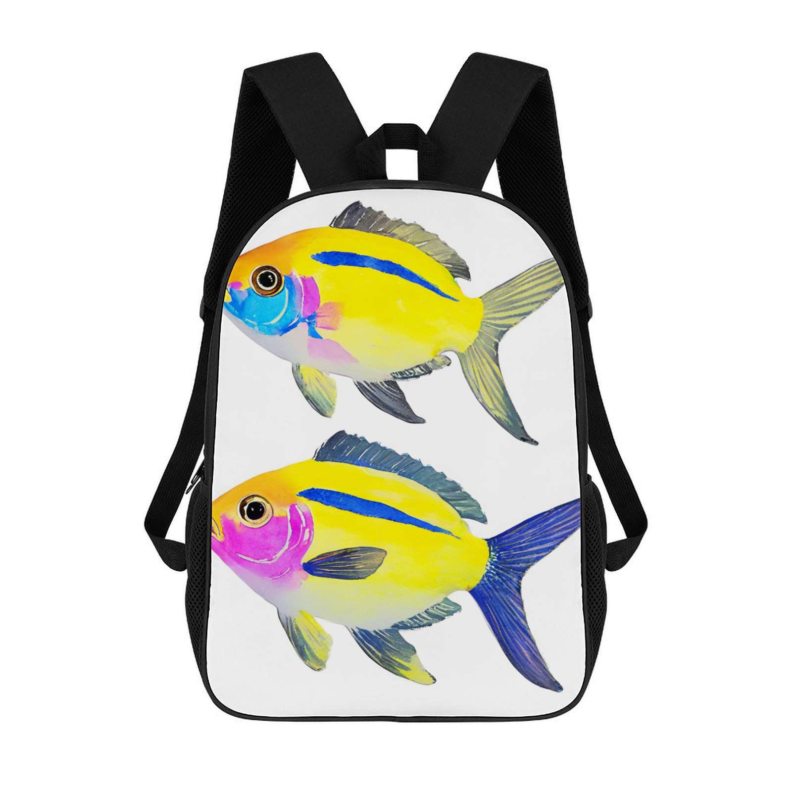 Fish Shape Backpack Colorful Striped Fish Art Large Capacity Backpacks For Teenagers Travel ...