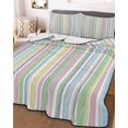 thumbnail image 1 of Colorful Striped Full Size Down Alternative Comforter, Lightweight Comforter Quilt Bedding Set with Pillow Shams Farmhouse Rainbow Color Stripes All Seasons Bed Comforter Duvet Insert 78"x90", 1 of 7