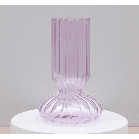 Colorful Striped Glass Vase - Desk Decor Art, Minimalist Style Aquatic Planting Vase