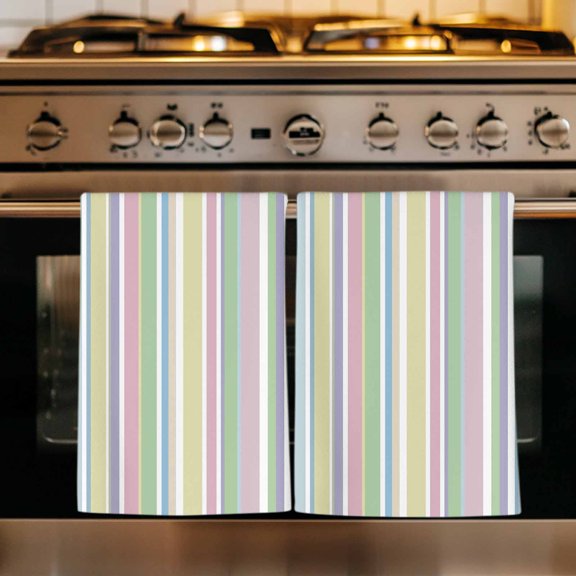 Colorful Striped Kitchen Towels Set of 4, Farmhouse Rainbow Color Stripes Absorbent Dish Towels for Kitchen, Microfiber Hand Towel, Quick Drying Tea Towel for Cleaning Decorative Dishcloths