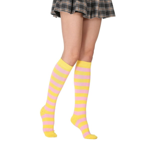 Colorful Striped Knee High Socks High Stripe Knee Colored Tube Socks Women Long Striped Tube Sock Soft & Comfortable