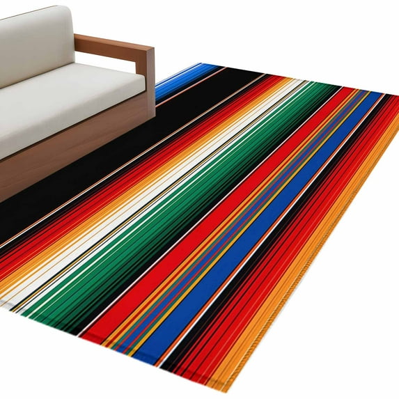 Colorful Striped Large Area Rugs for Bedroom Living Room, Soft Non Slip ...