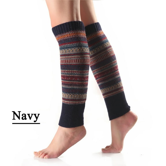 Colorful Striped Leg Warmers - Retro Yoga Dance Socks for Women (Boho & Vibrant) Under 5$, Yubnlvae Long Leg Warmer Womens Men 80S Ribbed Knit Dance , Navy, One Size
