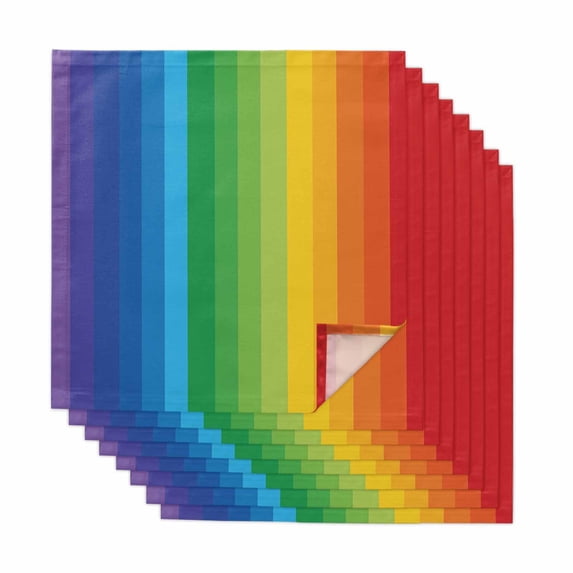 Colorful Striped Ombre Cloth Napkins, Rainbow Stripes Modern Abstract Art Washable and Reusable Dinner Napkins Set of 8, Table Napkin for Kitchen Party Birthday Wedding Hotel Housewarming 20"x20"