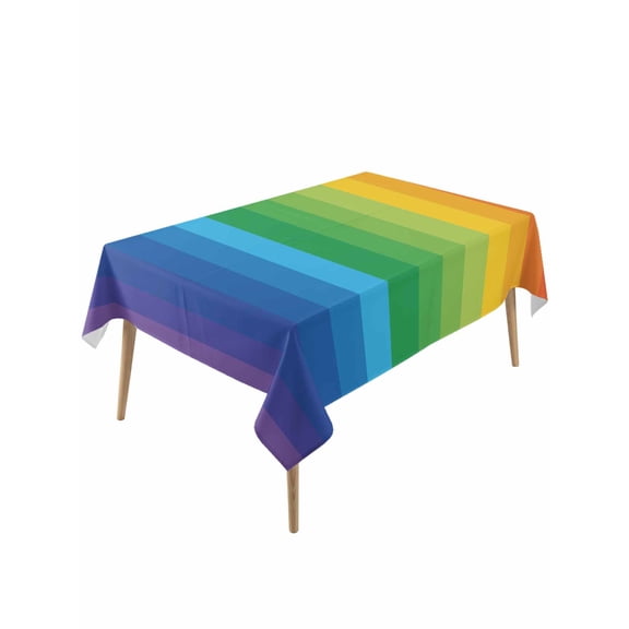 Colorful Striped Ombre Rectangle Tablecloth, Rainbow Stripes Modern Abstract Art Waterproof & StainResistant Tablecloth, Washable Oil-proof Table Cover for Dining/Party/Wedding/Buffet 60x120 In
