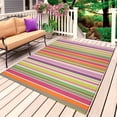 thumbnail image 1 of Colorful Striped Outdoor Rug for Patio/Deck/Porch, Non-Slip Large Area Rug 5 x 8 Ft, Farmhouse Modern Stripes Art Indoor Outdoor Rugs Washable Area Rugs, Reversible Camping Rug Carpet Runner, 1 of 8