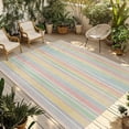 thumbnail image 1 of Colorful Striped Outdoor Rug for Patio/Deck/Porch, Non-Slip Large Area Rug 5 x 8 Ft, Modern Farmhouse Vertical Stripes Burlap Indoor Outdoor Rugs Washable Area Rugs, Camping Rug Carpet Runner, 1 of 8