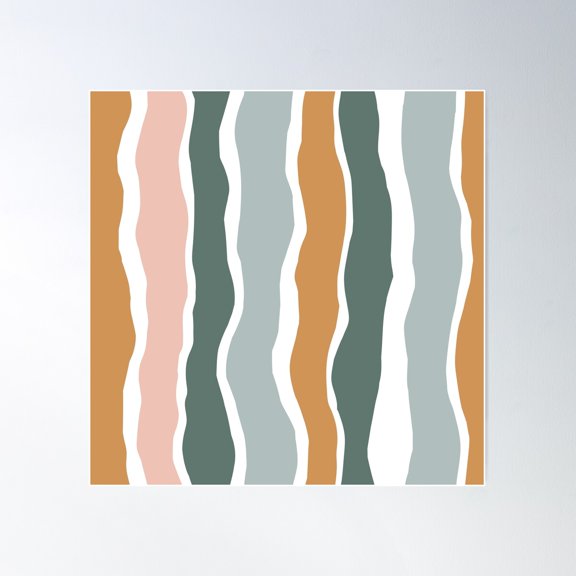 Colorful Striped Pattern. Contemporary Collage. Poster Wall Art, Modern Wall Decor For Living Room Bedroom, 24x24 UNFRAMED