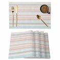thumbnail image 1 of Colorful Striped Placemats Set of 4 Pink Blue Gray Rainbow Abstract Stripes Place Mats Indoor Wipeable Table Mats Washable Cloth Dining Table Placemats for Kitchen Holiday Party Home Decor 13x19 Inch, 1 of 9