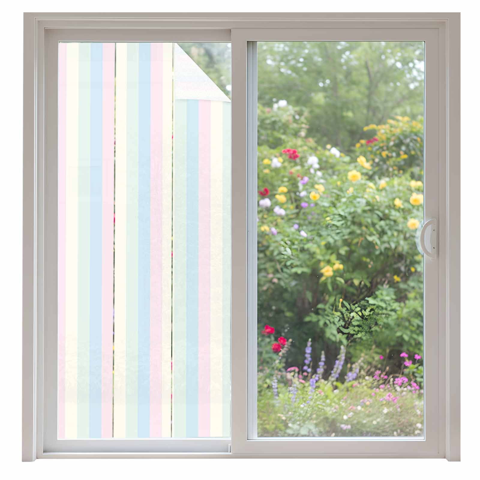 Colorful Striped Privacy Window Film, Decorative Frosted Glass Window ...