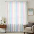 thumbnail image 1 of Colorful Striped Sheer Curtains 45 Inches Long, Rainbow Color Stripes Light Filering Curtains, Breathable Simi Curtain Privacy Drapes for Kitchen Bathroom Lightweight Small Window Treatment, 1 of 9