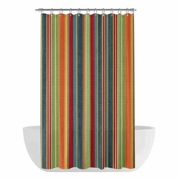 Colorful Striped Shower Curtain - Water Repellent Fabric Shower Curtains Washable, Fall Farmhouse Rustic Geometric Lines Decorative Polyester Cloth Bathroom Curtains Modern Bath Decor 36"x72"