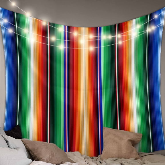 Colorful Striped Small Tapestry for Bedroom Wall Hanging Tapestry, Boho Abstract Vertical Stripe Lines Ceiling Backdrop Tapestries Poster Blanket Wall Decor for Teens Room Living Room Dorm 23" x 28"