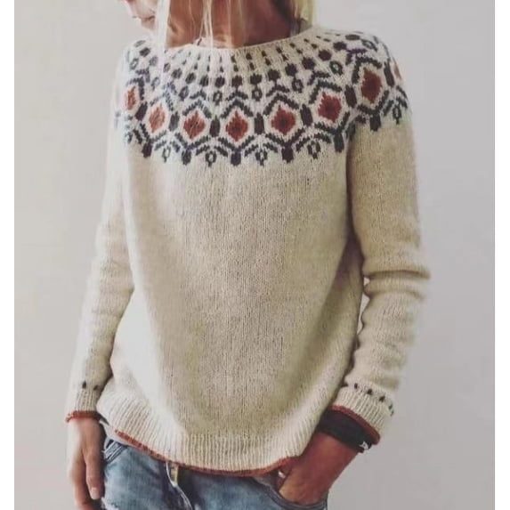 Women's Oversized Crewneck Knit Sweater - Long Sleeve Pullover Soft Fabric for Casual Daily Wear