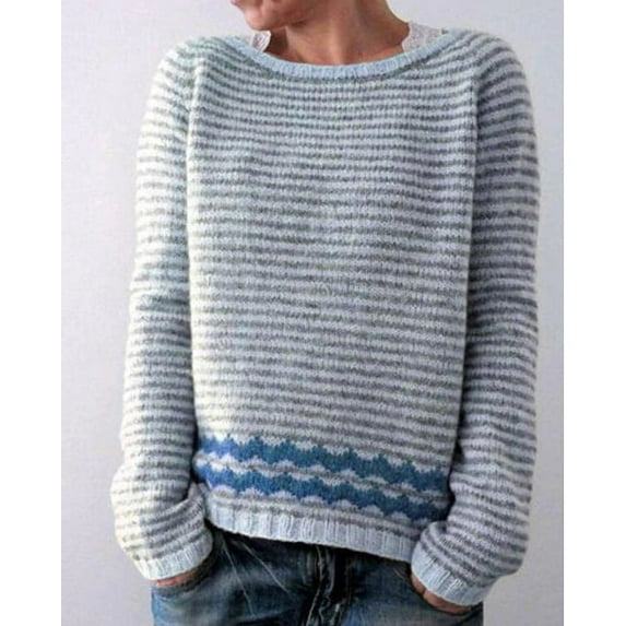 Women's Oversized Crewneck Knit Sweater - Long Sleeve Pullover Soft Fabric for Casual Daily Wear