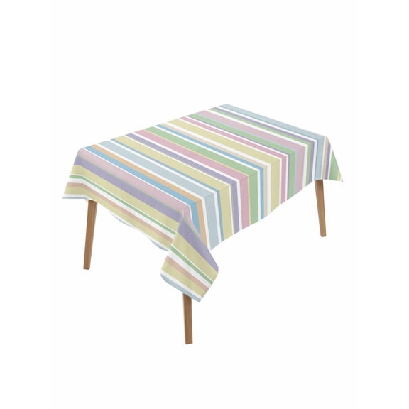 Colorful Striped Table Cloth, Farmhouse Rainbow Color Stripes Waterproof Tablecloth for Rectangle Tables, Reusable Washable Fabric Table Cover for Restaurant Kitchen Dining Tables 60"x84"