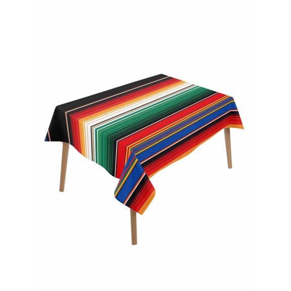 Colorful Striped Table Cloth, Waterproof Tablecloth for Rectangle Tables, Boho Rainbow Abstract Stripes Art Reusable Washable Fabric Table Cover for Restaurant Kitchen Dining Tables 60"x102"