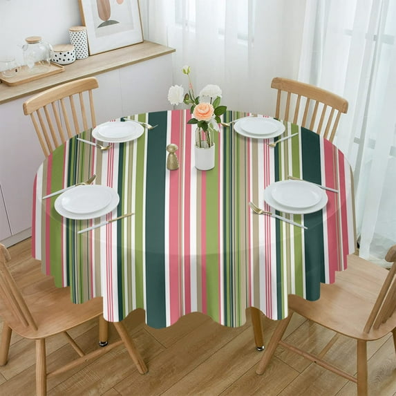 Colorful Striped Texture Round Tablecloths for Dining Table Waterproof Table Cover for Kitchen Living Room
