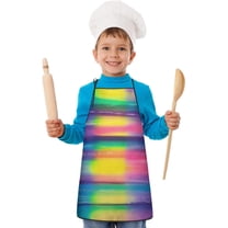 Colorful Striped Tie Dye Pattern Kids Aprons for Girls and Boys,Adjustable Neck Strap Toddler Aprons for Kids Cooking Baking
