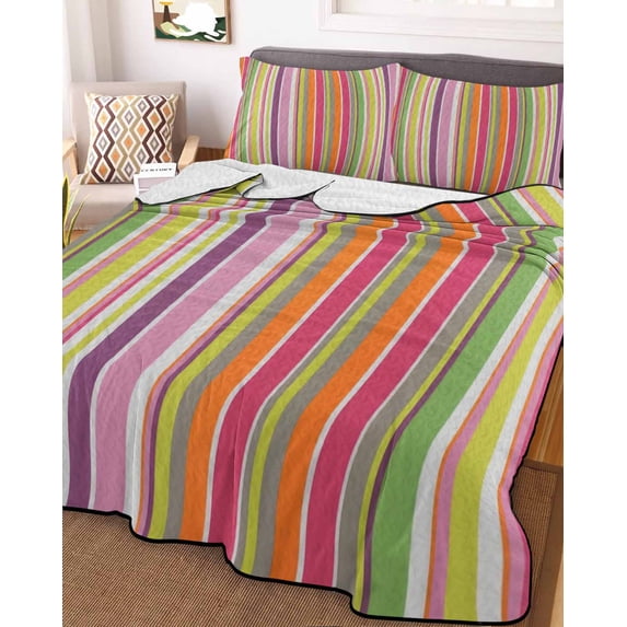 Colorful Striped Twin XL Size Down Alternative Comforter, Lightweight Comforter Quilt Bedding Set with Pillow Shams Farmhouse Modern Stripes Art All Seasons Bed Comforter Duvet Insert 68"x98"
