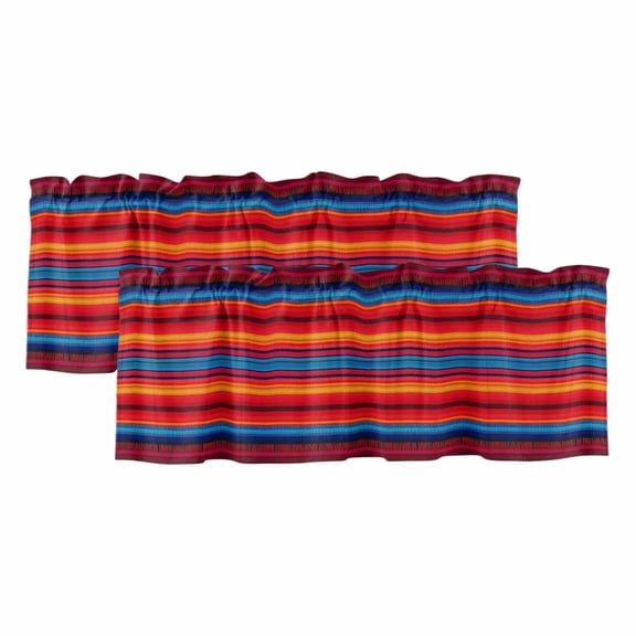 Colorful Striped Valances for Windows, Decorative Rod Pocket Window Valance Curtains, Farmhouse Modern Rainbow Lines Art Short Curtain Drapes for Kitchen/Bathroom/Living Room, 2 Panels, 54" W x 18" L